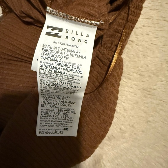 Billabong Women's Tan Ribbed Crop Top size large - Picture 7 of 7